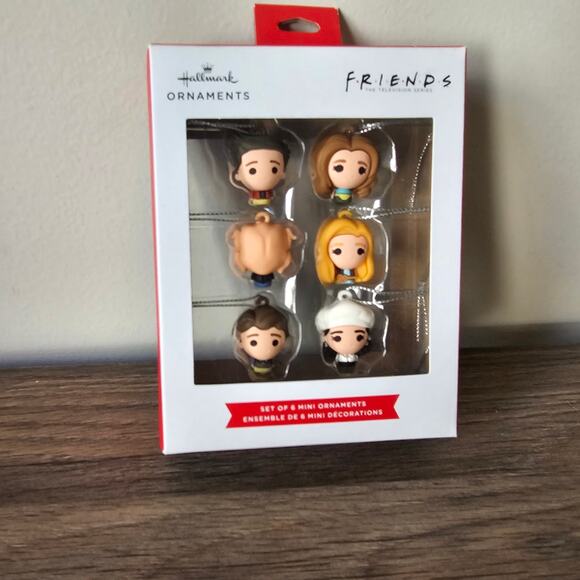 Hallmark Friends  Miniature Christmas Ornaments, Set of 6, Plastic NWT - Picture 1 of 3